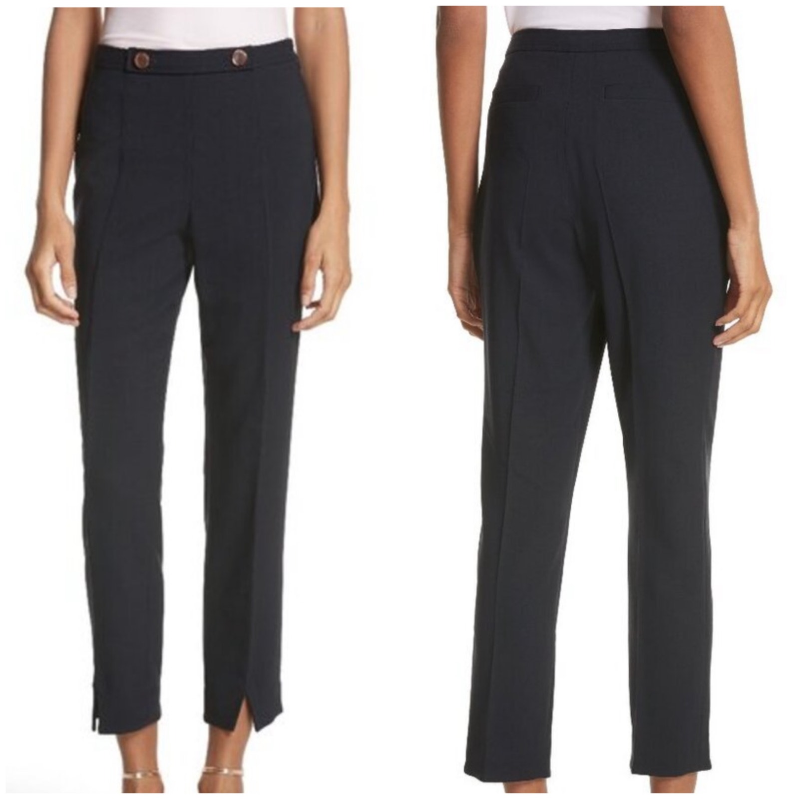 Ted Baker Nwt Ted Working Title Front Slit Skinny Trousers Navy Size 1 (Us 4)